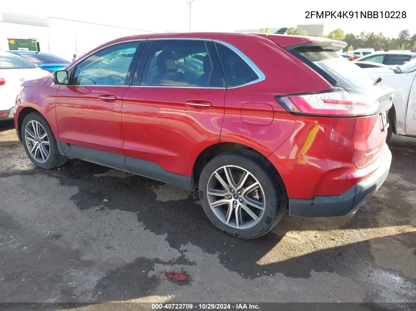 2022 Ford Edge Titanium VIN: 2FMPK4K91NBB10228 Lot: 40723709