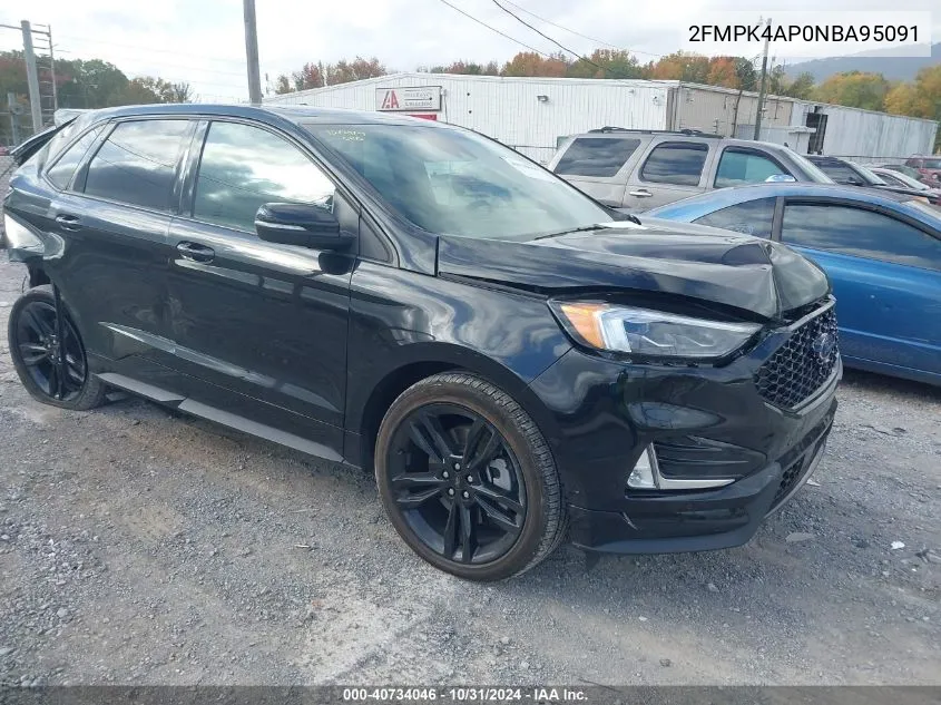 2022 Ford Edge St VIN: 2FMPK4AP0NBA95091 Lot: 40734046