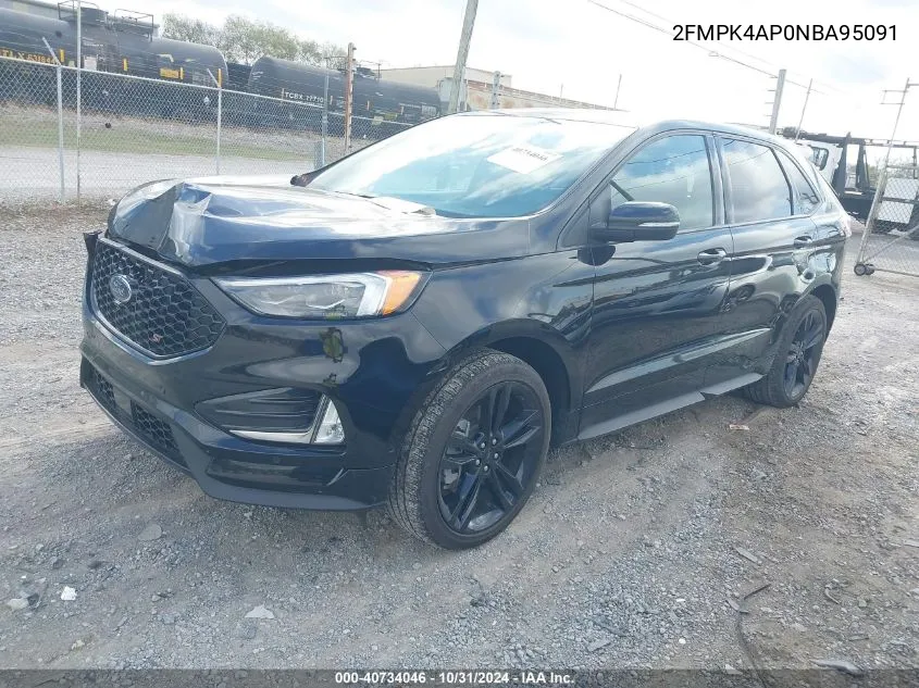 2022 Ford Edge St VIN: 2FMPK4AP0NBA95091 Lot: 40734046