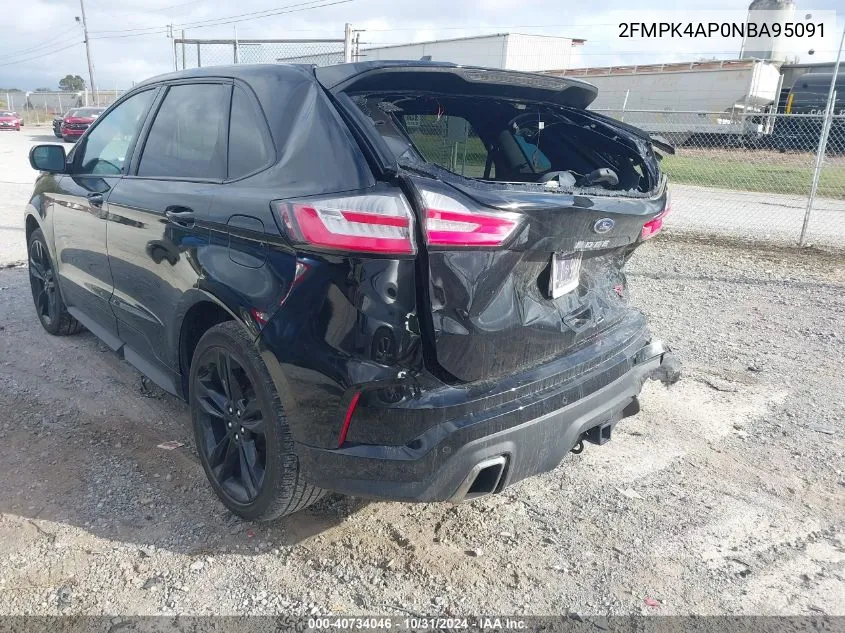 2022 Ford Edge St VIN: 2FMPK4AP0NBA95091 Lot: 40734046