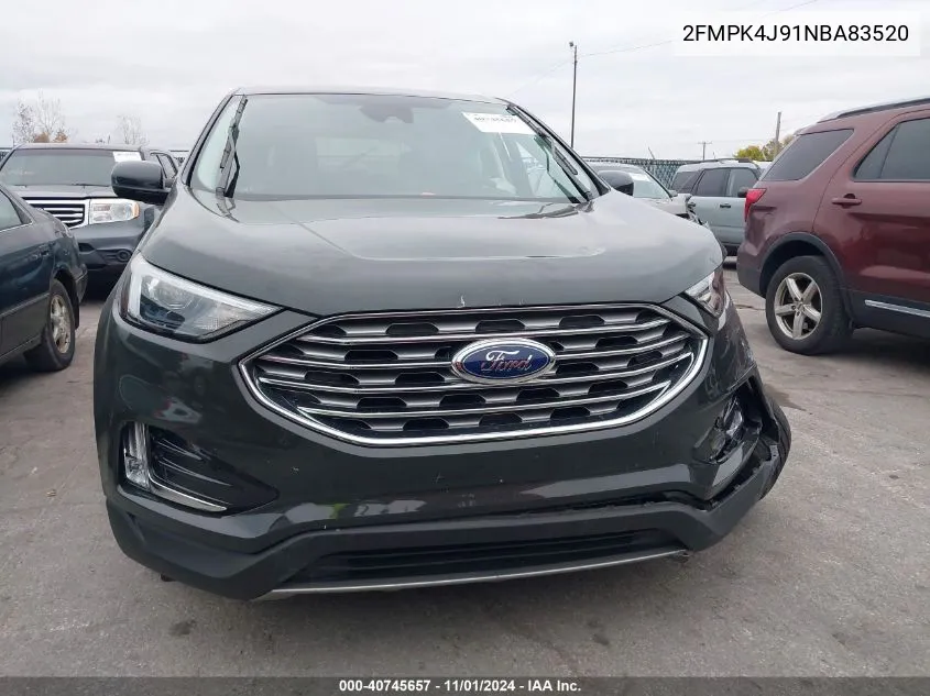 2022 Ford Edge Sel VIN: 2FMPK4J91NBA83520 Lot: 40745657