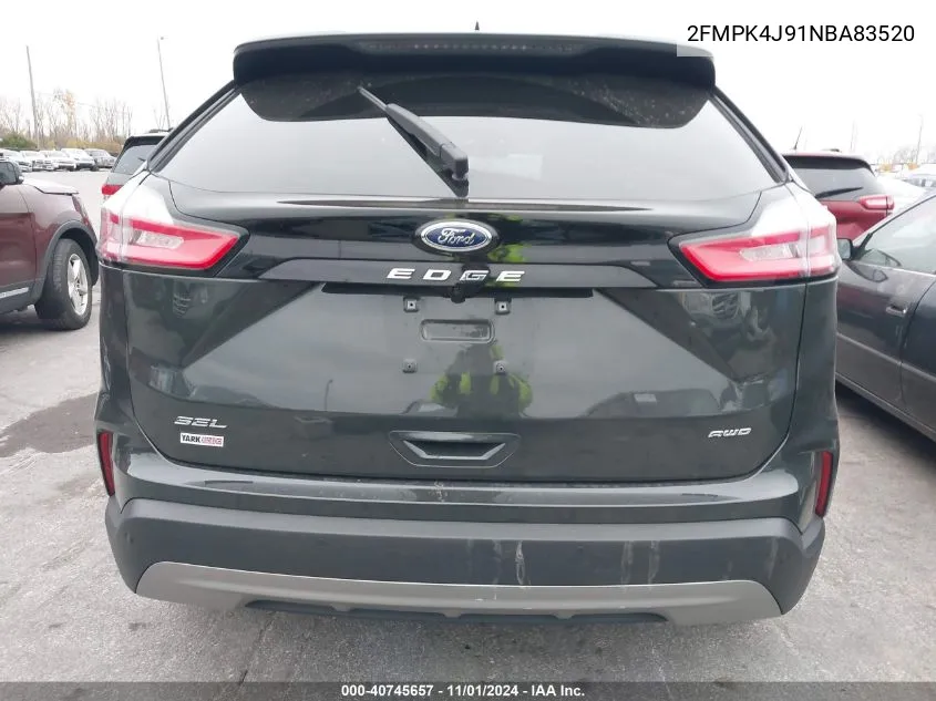 2022 Ford Edge Sel VIN: 2FMPK4J91NBA83520 Lot: 40745657