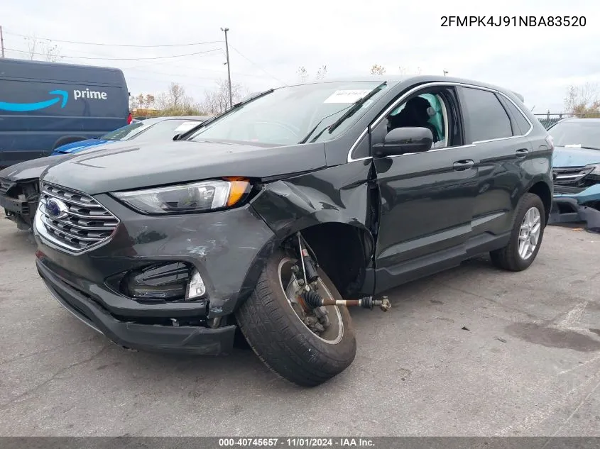 2022 Ford Edge Sel VIN: 2FMPK4J91NBA83520 Lot: 40745657