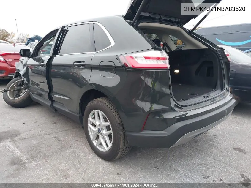 2022 Ford Edge Sel VIN: 2FMPK4J91NBA83520 Lot: 40745657