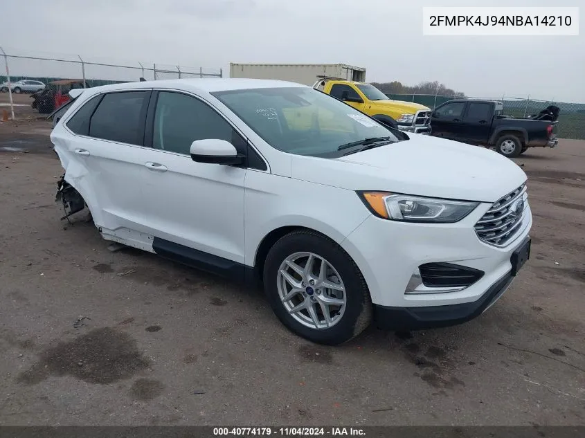 2022 Ford Edge Sel VIN: 2FMPK4J94NBA14210 Lot: 40774179