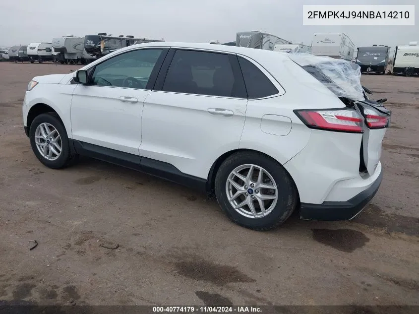 2022 Ford Edge Sel VIN: 2FMPK4J94NBA14210 Lot: 40774179