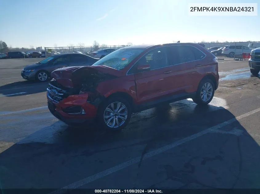 2022 Ford Edge Titanium VIN: 2FMPK4K9XNBA24321 Lot: 40782204