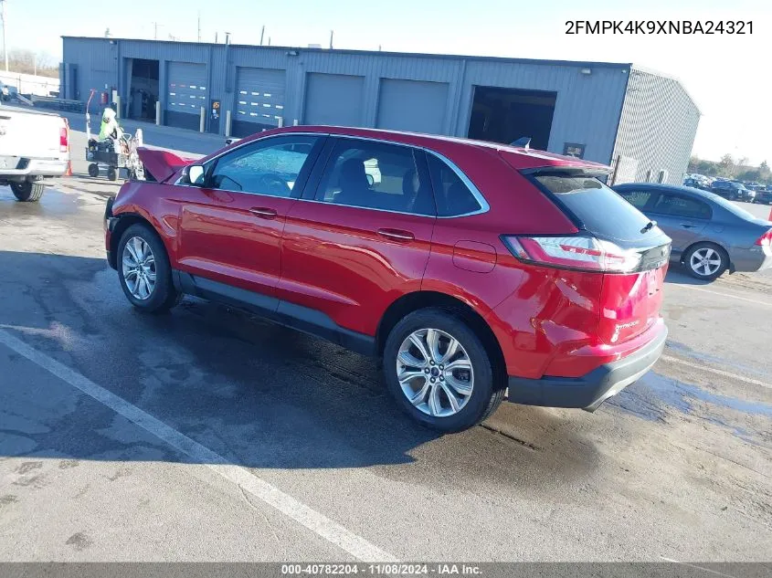 2022 Ford Edge Titanium VIN: 2FMPK4K9XNBA24321 Lot: 40782204