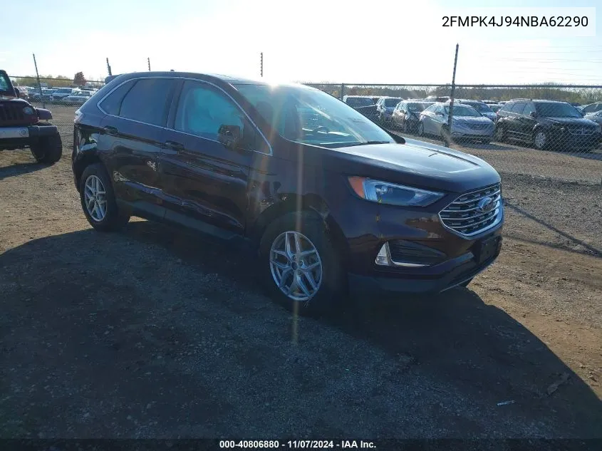 2022 Ford Edge Sel VIN: 2FMPK4J94NBA62290 Lot: 40806880