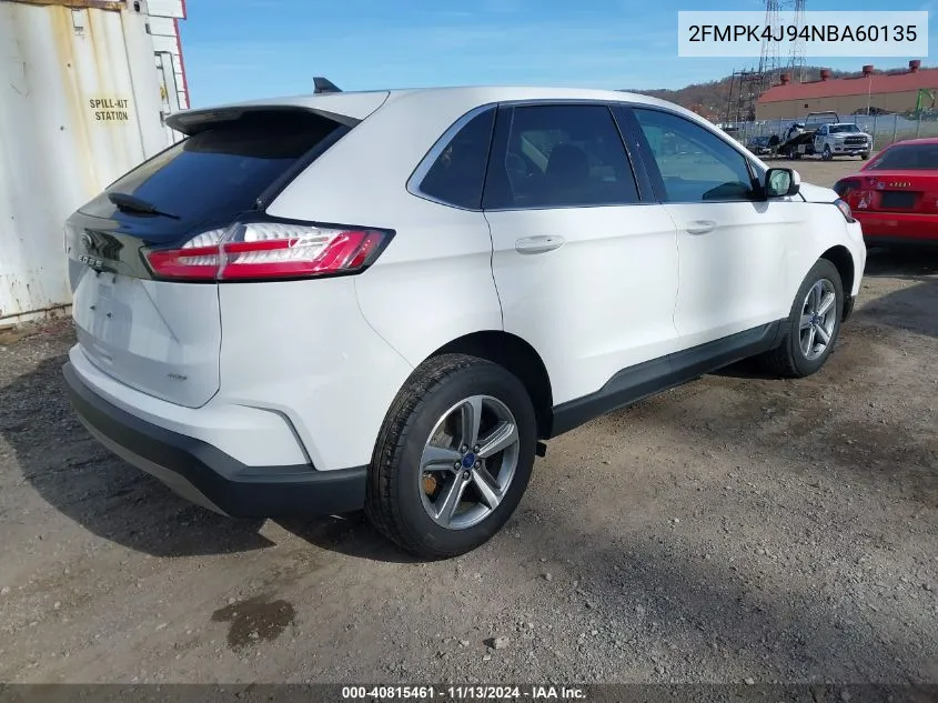 2022 Ford Edge Sel VIN: 2FMPK4J94NBA60135 Lot: 40815461