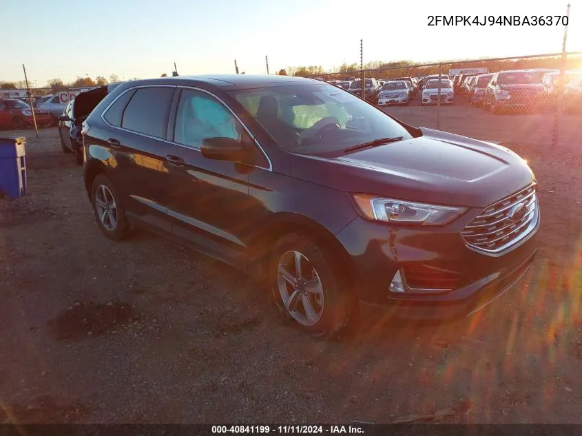 2022 Ford Edge Sel VIN: 2FMPK4J94NBA36370 Lot: 40841199