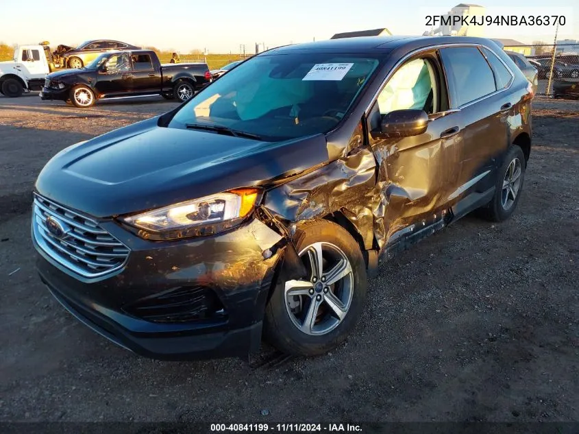 2022 Ford Edge Sel VIN: 2FMPK4J94NBA36370 Lot: 40841199