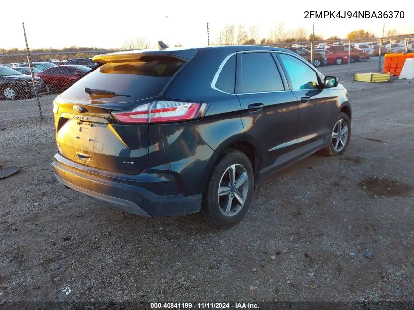 2022 Ford Edge Sel VIN: 2FMPK4J94NBA36370 Lot: 40841199