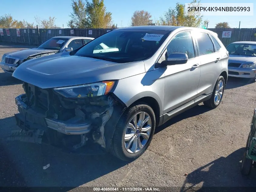 2022 Ford Edge Titanium VIN: 2FMPK4K94NBB05993 Lot: 40850041