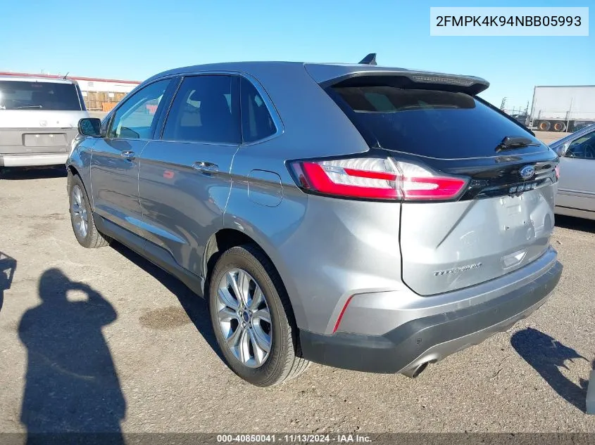 2022 Ford Edge Titanium VIN: 2FMPK4K94NBB05993 Lot: 40850041