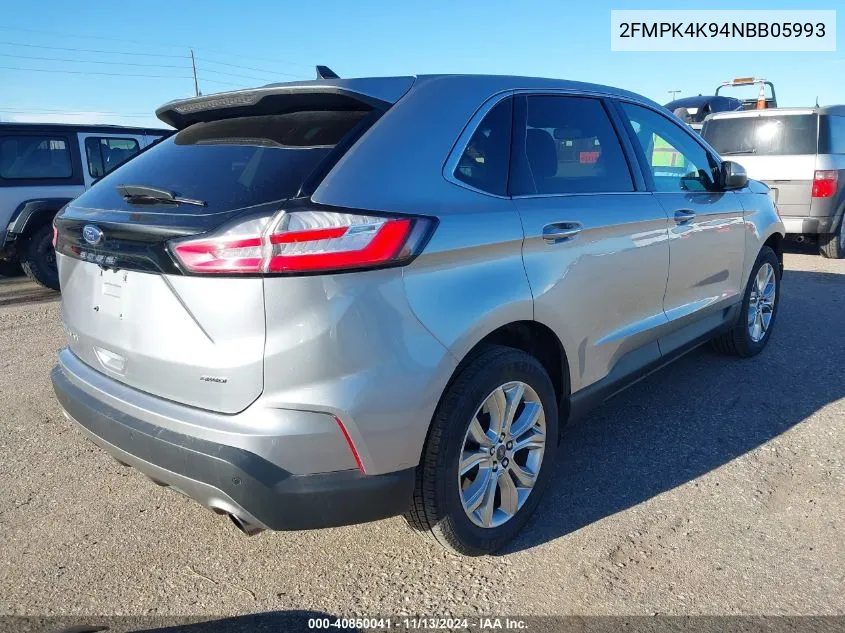 2022 Ford Edge Titanium VIN: 2FMPK4K94NBB05993 Lot: 40850041