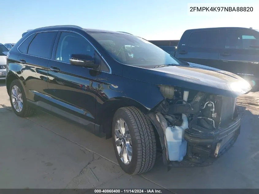 2022 Ford Edge Titanium VIN: 2FMPK4K97NBA88820 Lot: 40860400