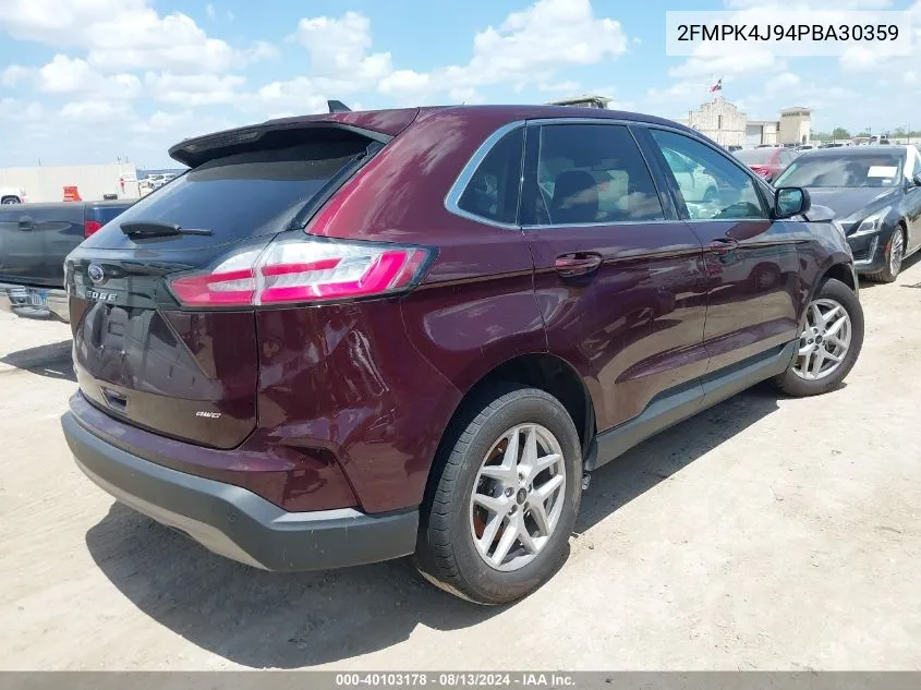 2023 Ford Edge Sel VIN: 2FMPK4J94PBA30359 Lot: 40103178