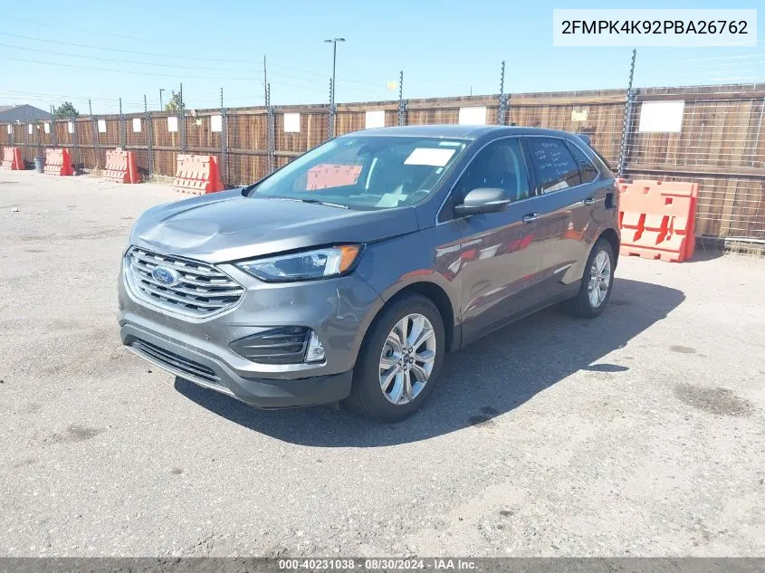 2023 Ford Edge Titanium VIN: 2FMPK4K92PBA26762 Lot: 40231038