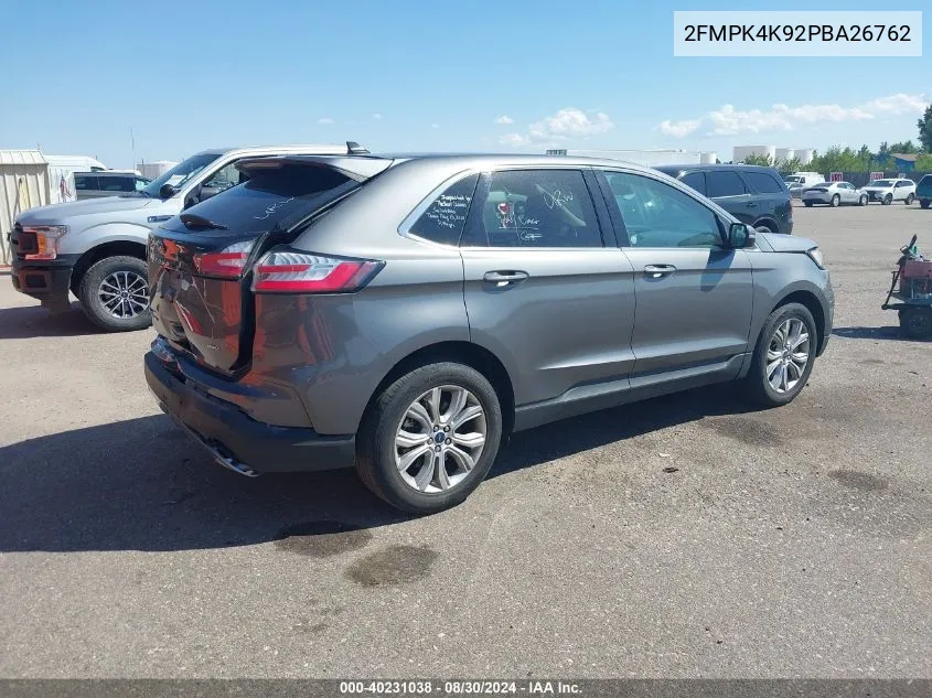 2023 Ford Edge Titanium VIN: 2FMPK4K92PBA26762 Lot: 40231038