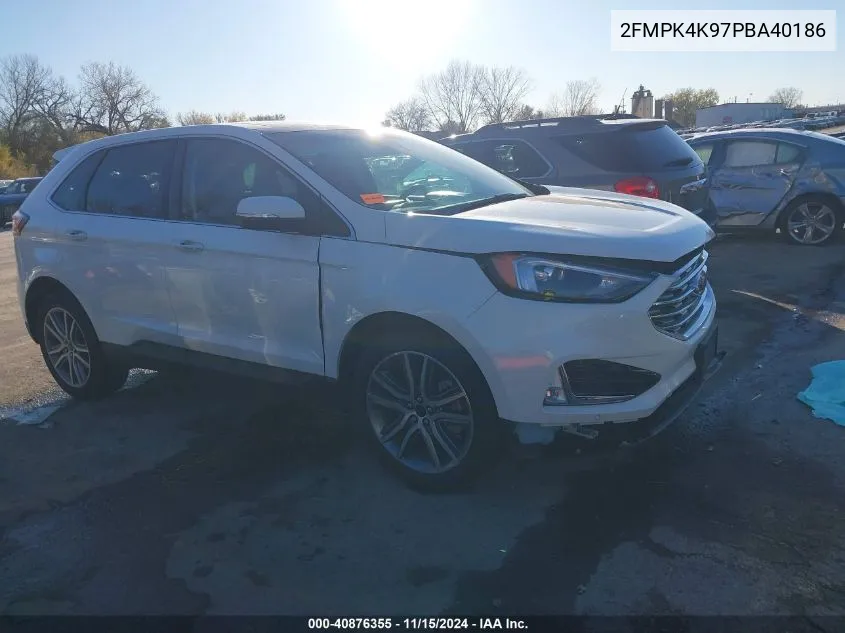 2023 Ford Edge Titanium VIN: 2FMPK4K97PBA40186 Lot: 40876355