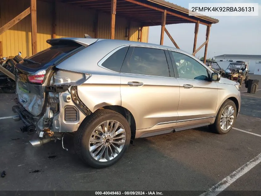 2024 Ford Edge Titanium VIN: 2FMPK4K92RBA36131 Lot: 40049463