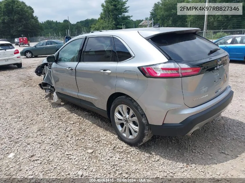 2024 Ford Edge Titanium VIN: 2FMPK4K97RBB27346 Lot: 40063410