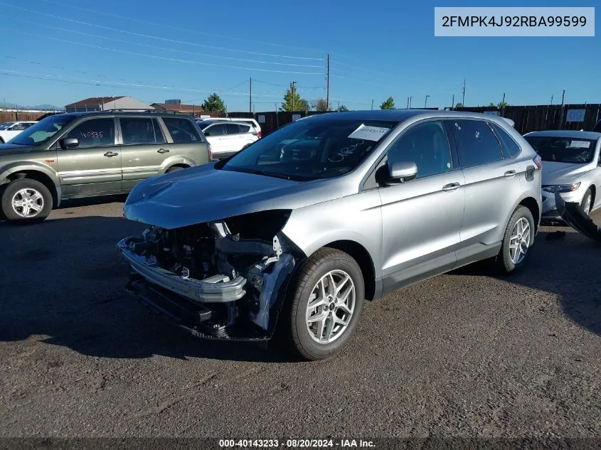 2024 Ford Edge Sel VIN: 2FMPK4J92RBA99599 Lot: 40143233