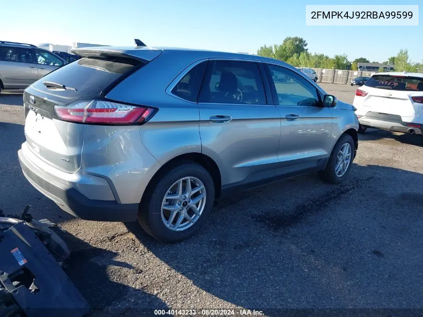 2024 Ford Edge Sel VIN: 2FMPK4J92RBA99599 Lot: 40143233