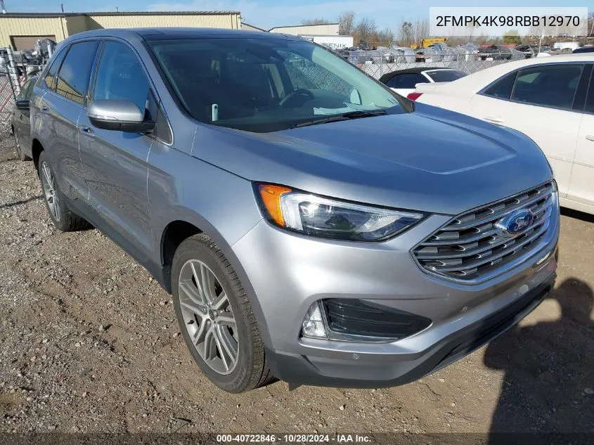 2024 Ford Edge Titanium VIN: 2FMPK4K98RBB12970 Lot: 40722846