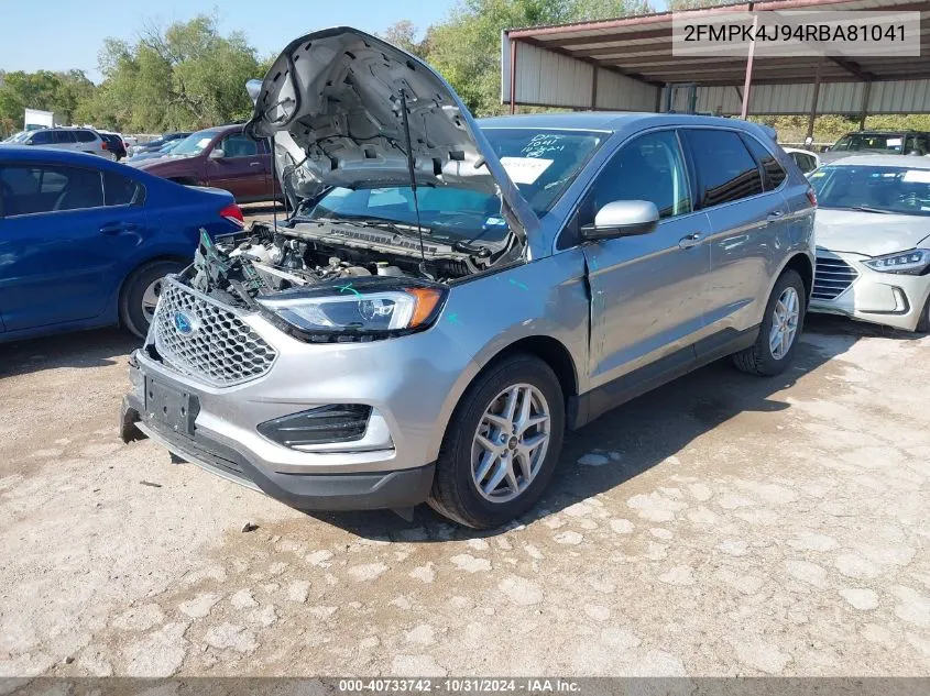 2024 Ford Edge Sel VIN: 2FMPK4J94RBA81041 Lot: 40733742