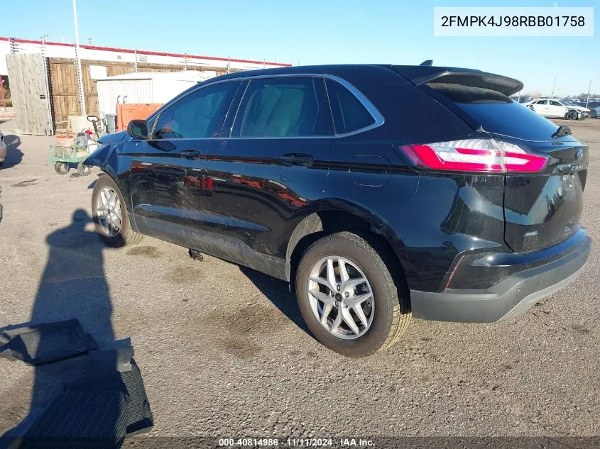 2024 Ford Edge Sel VIN: 2FMPK4J98RBB01758 Lot: 40814986