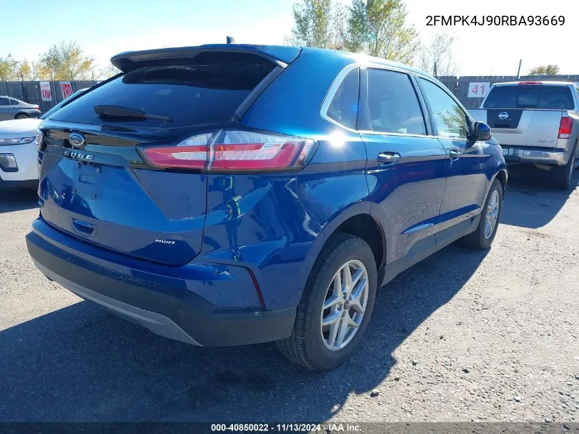 2024 Ford Edge Sel VIN: 2FMPK4J90RBA93669 Lot: 40850022