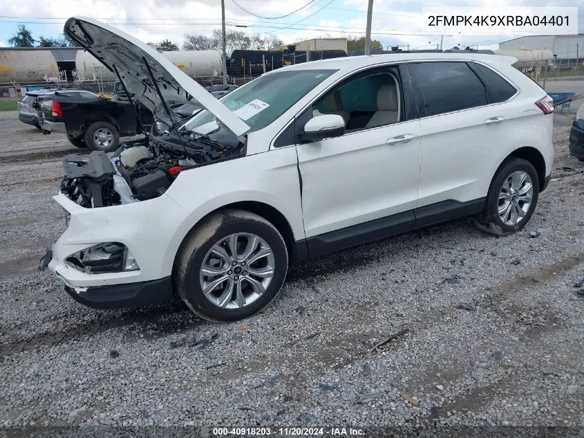 2024 Ford Edge Titanium VIN: 2FMPK4K9XRBA04401 Lot: 40918203