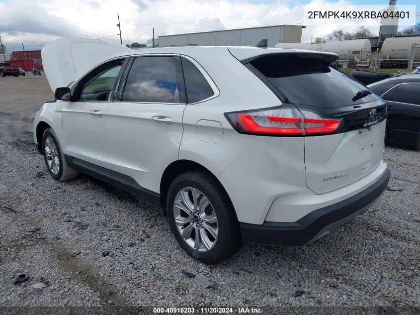 2024 Ford Edge Titanium VIN: 2FMPK4K9XRBA04401 Lot: 40918203