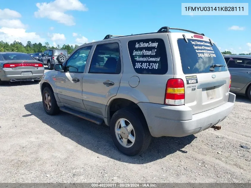 2001 Ford Escape Xlt VIN: 1FMYU03141KB28111 Lot: 40230011