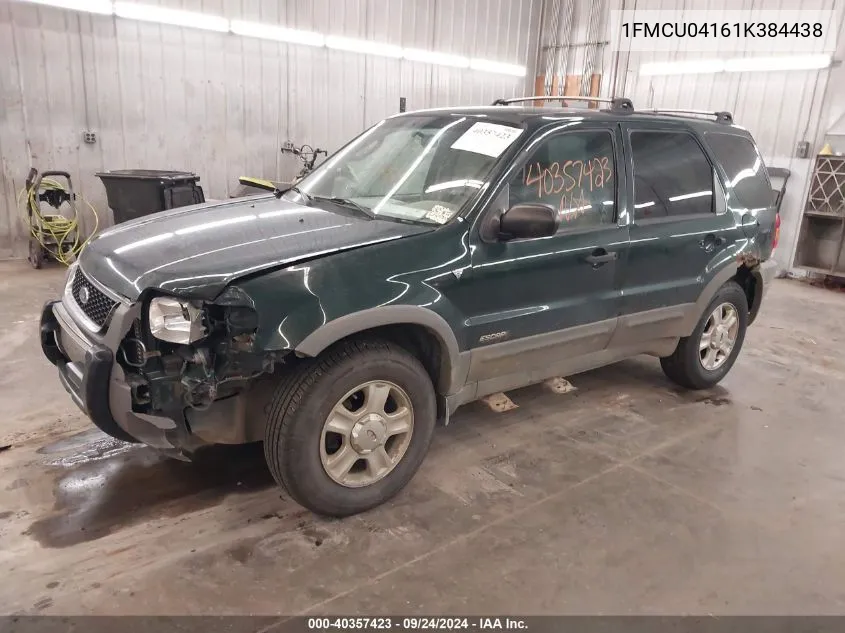 2001 Ford Escape Xlt VIN: 1FMCU04161K384438 Lot: 40357423