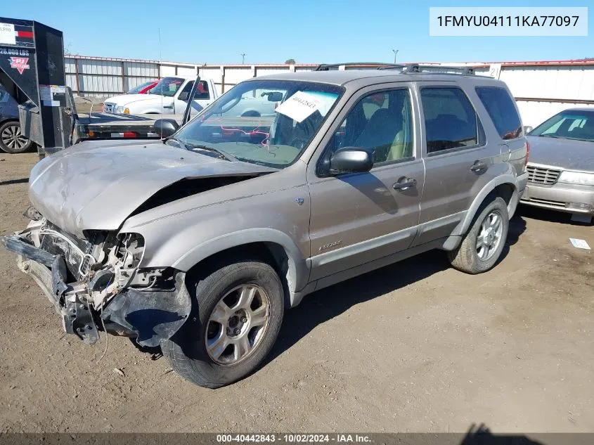 2001 Ford Escape Xlt VIN: 1FMYU04111KA77097 Lot: 40442843