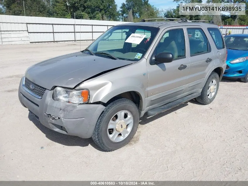 2001 Ford Escape Xlt VIN: 1FMYU03141KB98935 Lot: 40610583