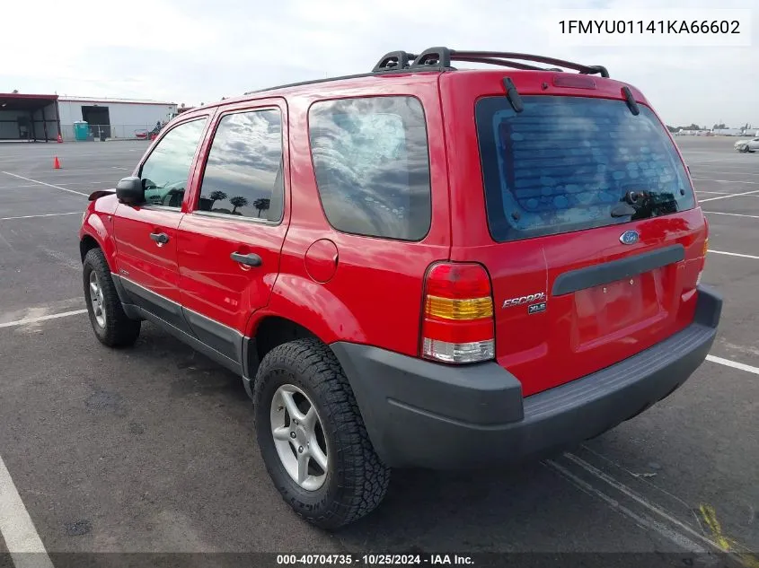 2001 Ford Escape Xls VIN: 1FMYU01141KA66602 Lot: 40704735