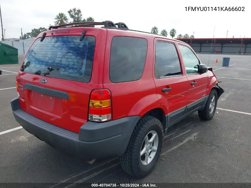 2001 Ford Escape Xls VIN: 1FMYU01141KA66602 Lot: 40704735