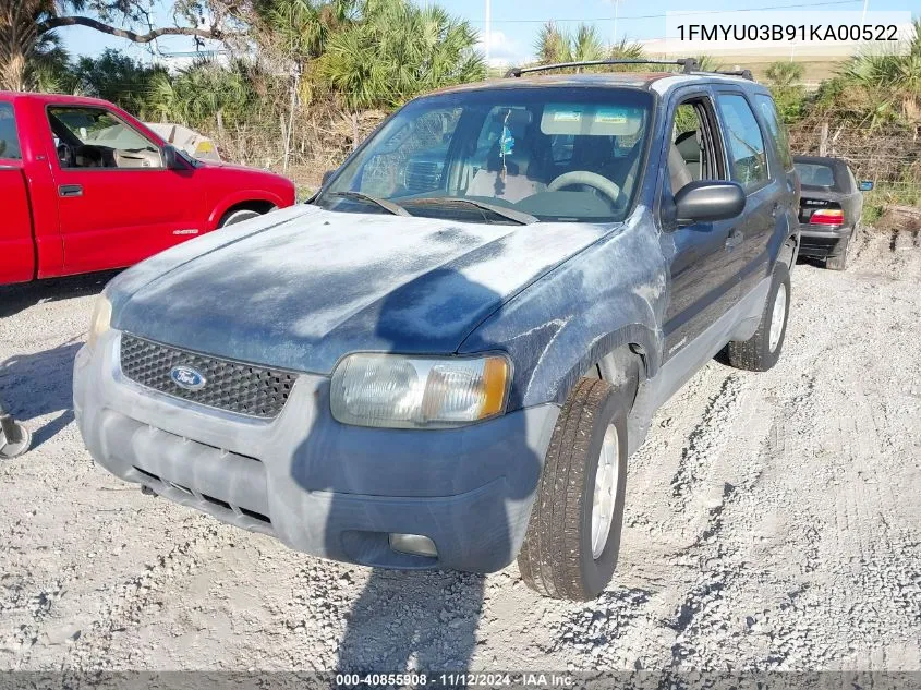 2001 Ford Escape Xlt VIN: 1FMYU03B91KA00522 Lot: 40855908