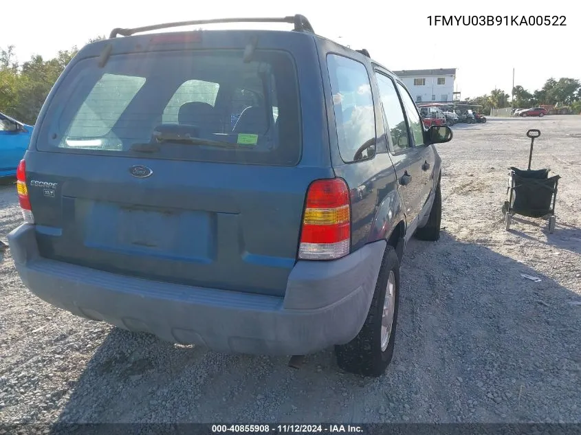 2001 Ford Escape Xlt VIN: 1FMYU03B91KA00522 Lot: 40855908