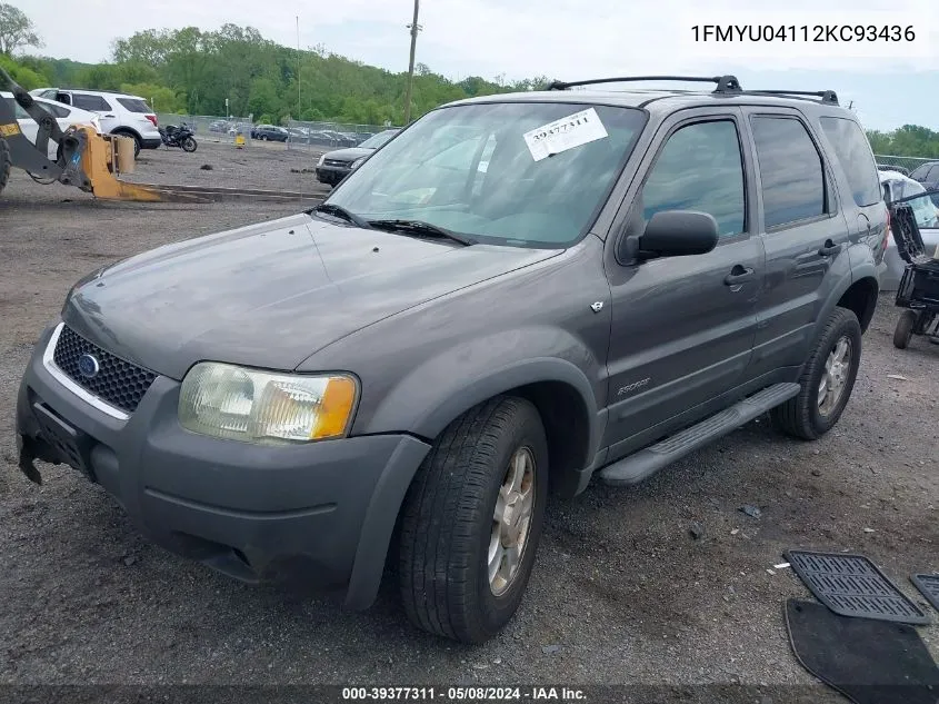 2002 Ford Escape Xlt VIN: 1FMYU04112KC93436 Lot: 39377311