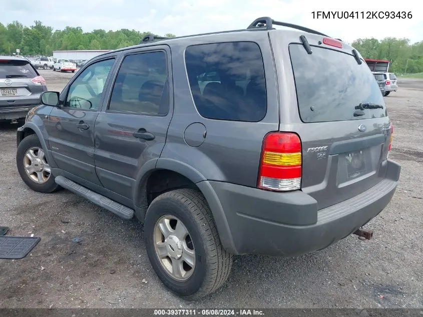 2002 Ford Escape Xlt VIN: 1FMYU04112KC93436 Lot: 39377311