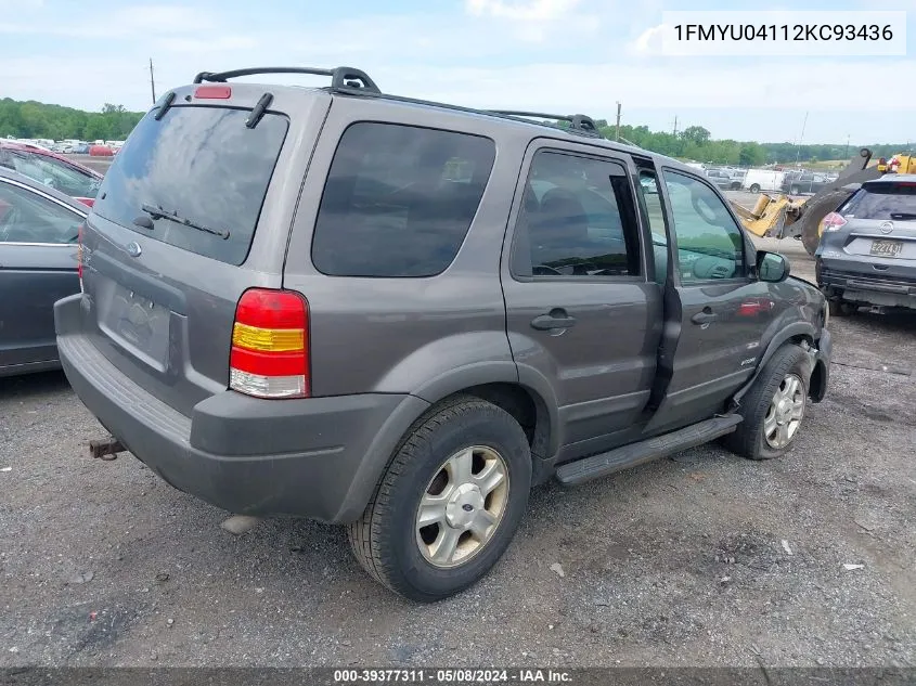 2002 Ford Escape Xlt VIN: 1FMYU04112KC93436 Lot: 39377311