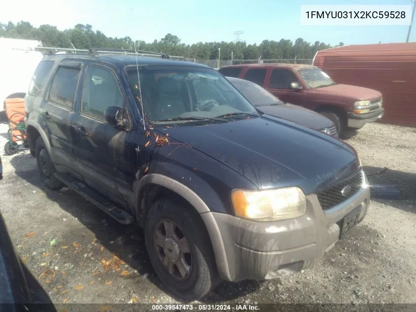 2002 Ford Escape Xlt VIN: 1FMYU031X2KC59528 Lot: 39547473