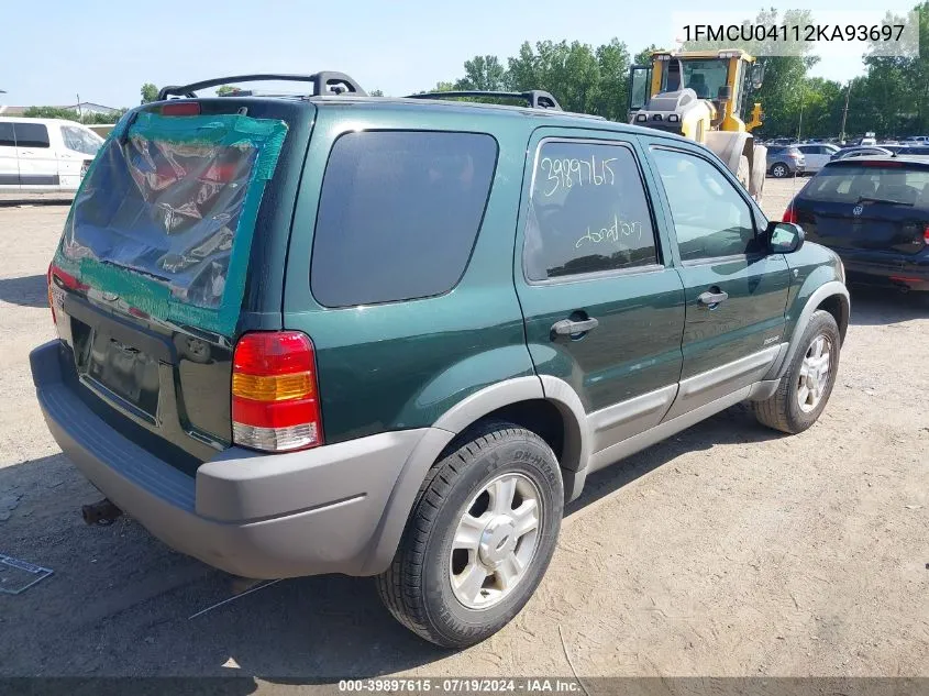 2002 Ford Escape Xlt VIN: 1FMCU04112KA93697 Lot: 39897615