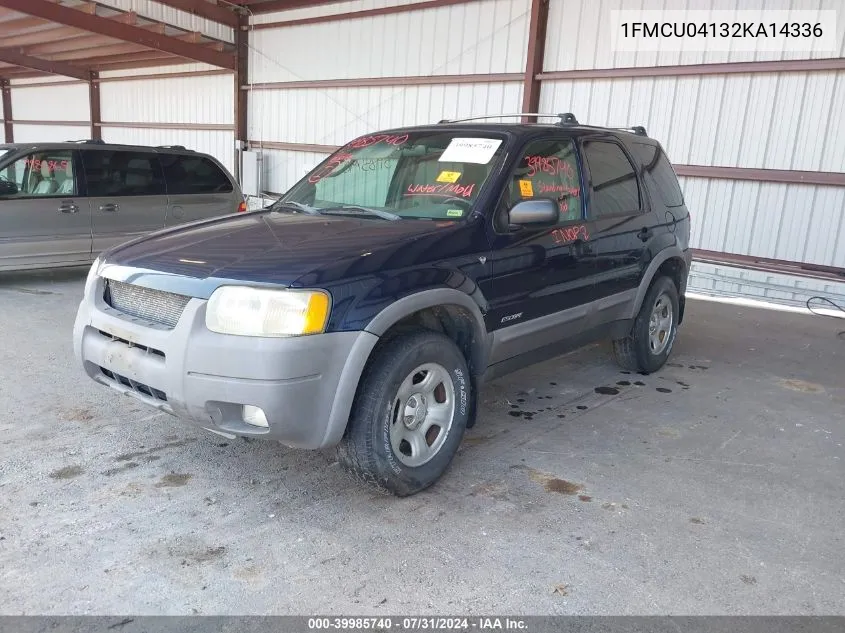 2002 Ford Escape Xlt VIN: 1FMCU04132KA14336 Lot: 39985740