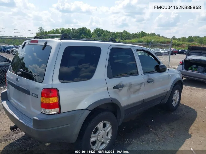 2002 Ford Escape Xlt VIN: 1FMCU04162KB88868 Lot: 40111423